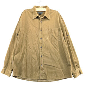 Royal Robbins Men's Outdoor + Travel Corduroy Button-Up Shirt Tan XL Long Sleeve